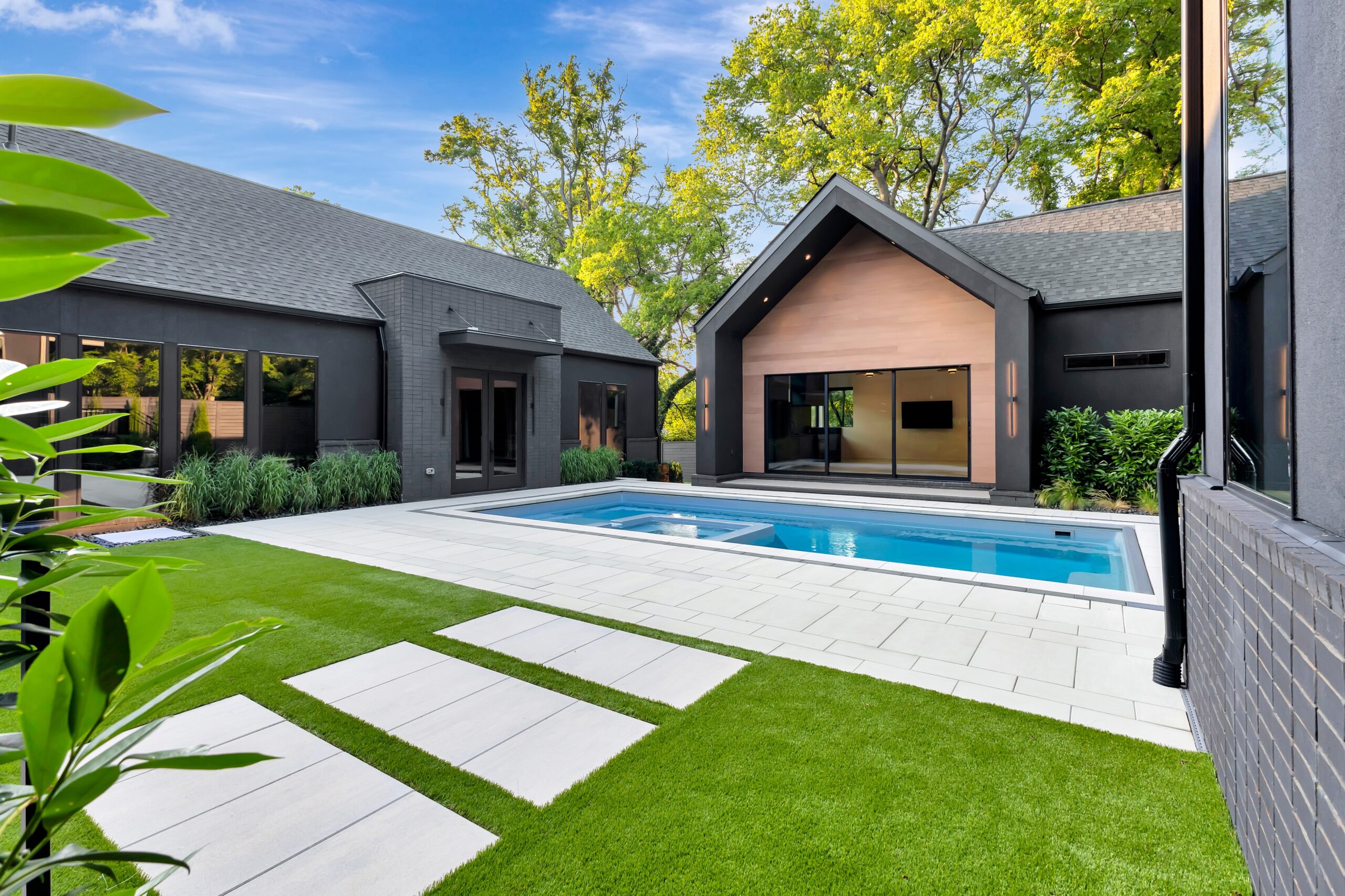Green Hills custom landscape design modern backyard