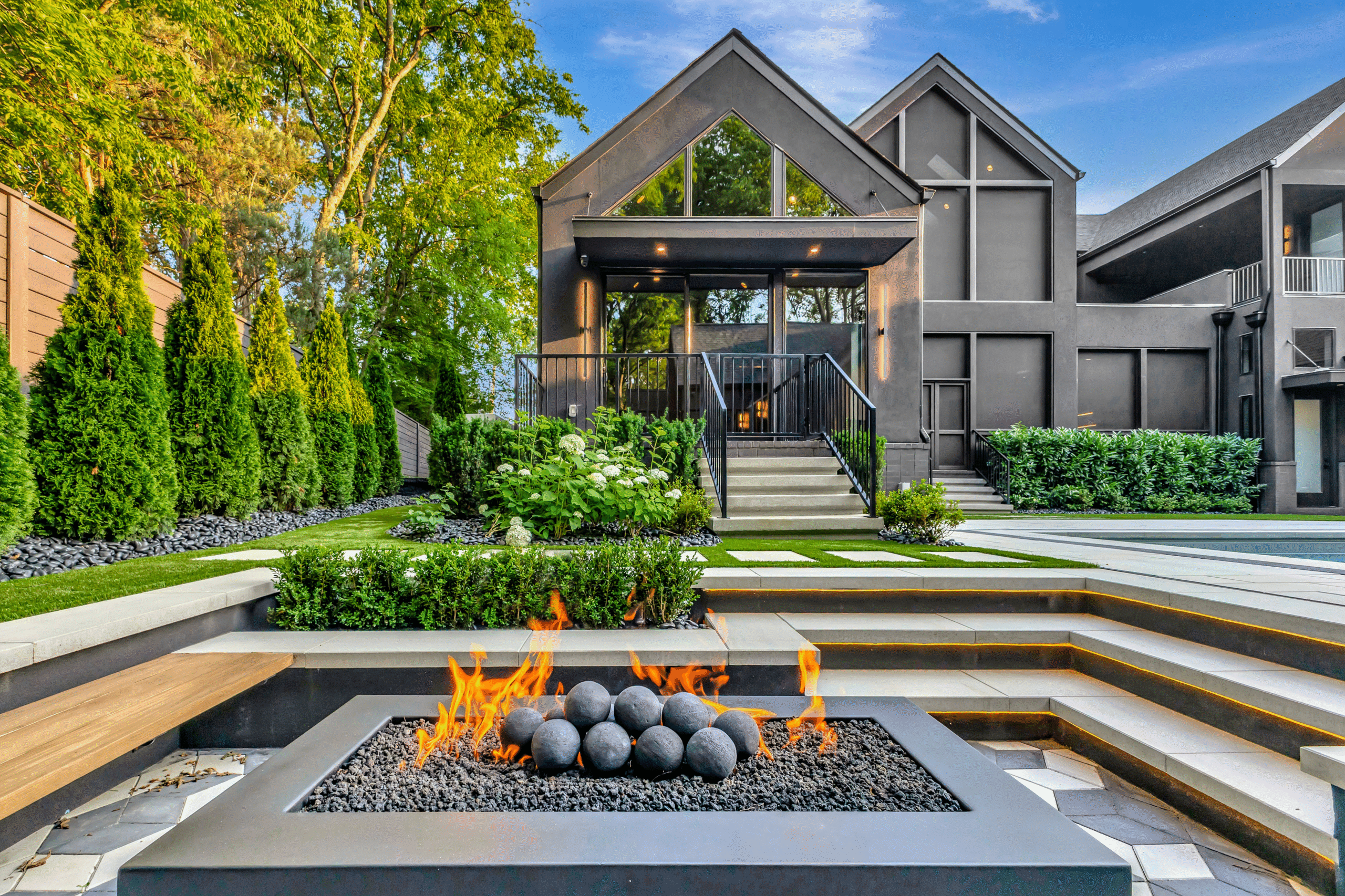 Custom fire feature Nashville backyard
